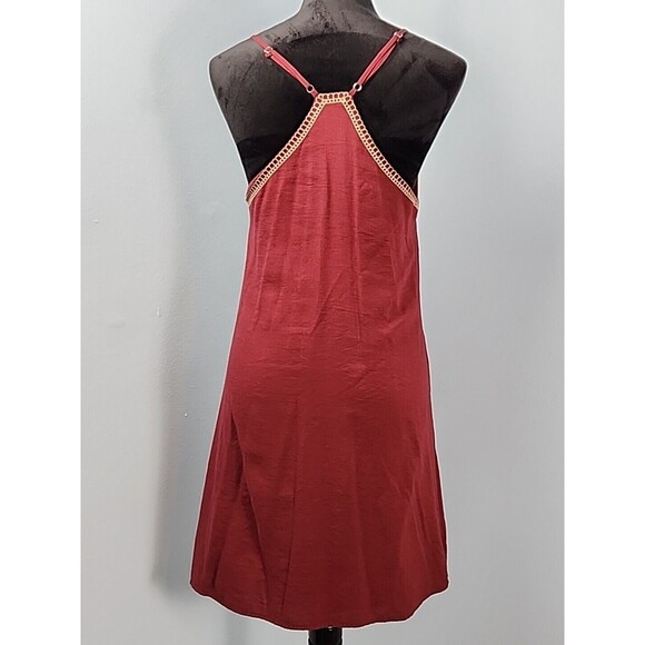 Blue Rain Slip Dress Medium Floral Embroidered Boho Hippie Indie Lined Halter - Picture 7 of 13